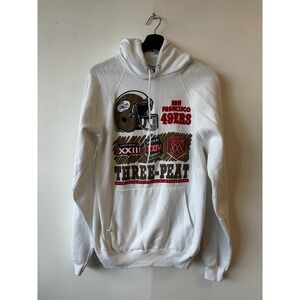 Vintage San Francisco 49ers Hoodie Sweatshirt Mens Small White NFL Football 80s